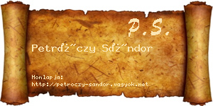 Petróczy Sándor névjegykártya