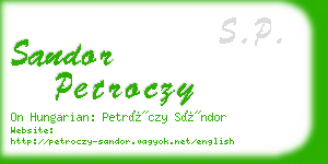 sandor petroczy business card